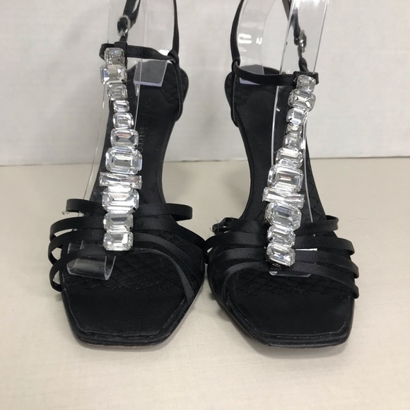 Vince Camuto Black Strappy Heel - Embellished with clear heel - Size 8 - Picture 2 of 12